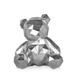Polygon Bear 30cm Silver Resin Indoor Sculpture