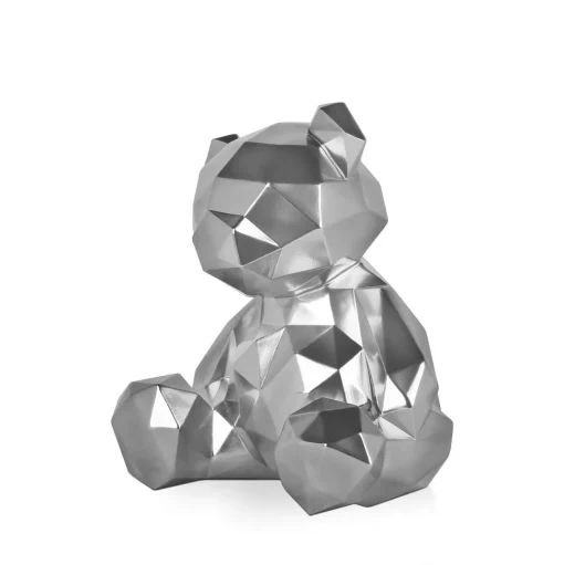 Polygon Bear 30cm Silver Resin Indoor Sculpture