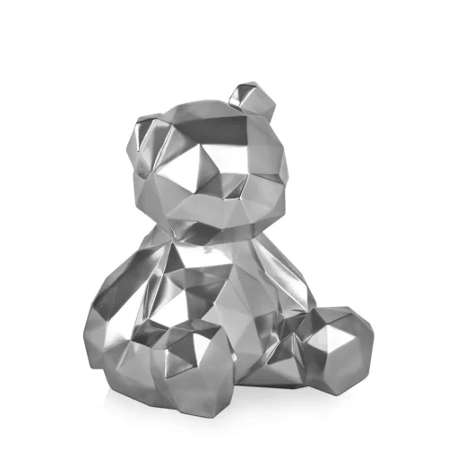 Polygon Bear 30cm Silver Resin Indoor Sculpture