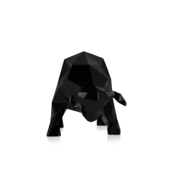 Polygon Bull 25cm Black Resin Indoor Sculpture