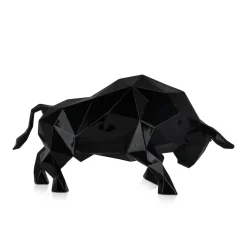 Polygon Bull 25cm Black Resin Indoor Sculpture