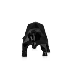 Polygon Bull 25cm Black Resin Indoor Sculpture