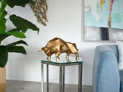 Polygon Bull 25cm Bronze Resin Indoor Sculpture