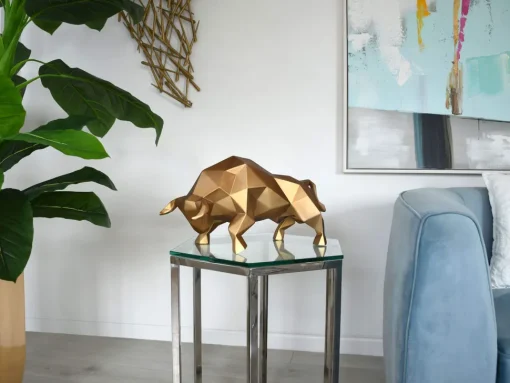 Polygon Bull 25cm Bronze Resin Indoor Sculpture