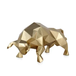 Polygon Bull 25cm Gold Resin Indoor Sculpture