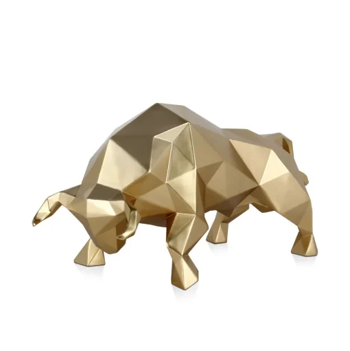 Polygon Bull 25cm Gold Resin Indoor Sculpture