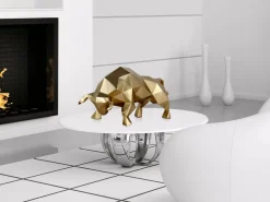 Polygon Bull 25cm Gold Resin Indoor Sculpture