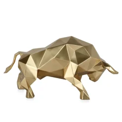 Polygon Bull 25cm Gold Resin Indoor Sculpture