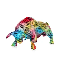 Polygon Bull 25cm Multicoloured Resin Indoor Sculpture