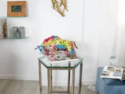 Polygon Bull 25cm Multicoloured Resin Indoor Sculpture