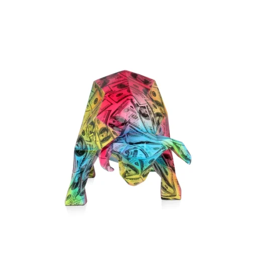 Polygon Bull 25cm Multicoloured Resin Indoor Sculpture