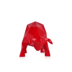 Polygon Bull 25cm Red Resin Indoor Sculpture