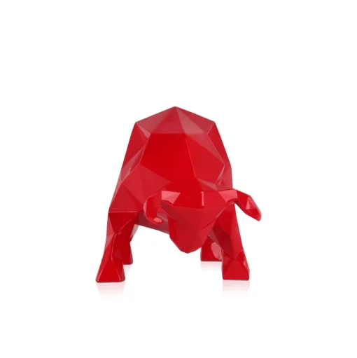 Polygon Bull 25cm Red Resin Indoor Sculpture