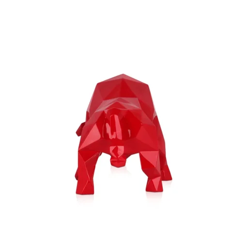 Polygon Bull 25cm Red Resin Indoor Sculpture