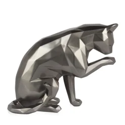 Polygon Cat 24cm Anthracite Resin Indoor Sculpture