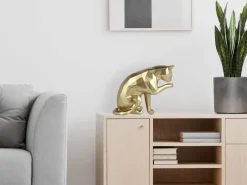 Polygon Cat 24cm Gold Resin Indoor Sculpture