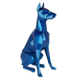 Polygon Doberman 82cm Blue Resin Indoor Sculpture