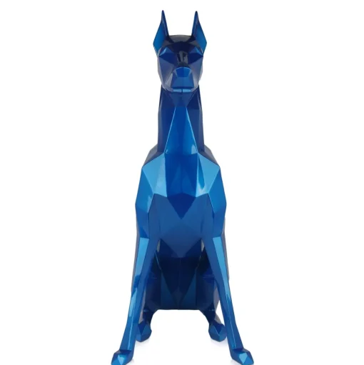 Polygon Doberman 82cm Blue Resin Indoor Sculpture