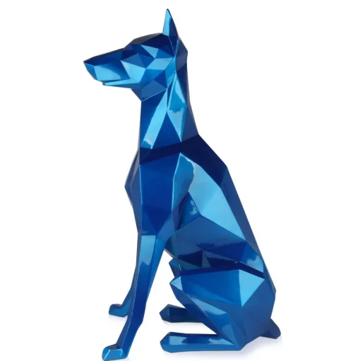 Polygon Doberman 82cm Blue Resin Indoor Sculpture