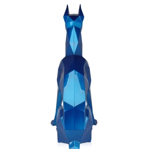 Polygon Doberman 82cm Blue Resin Indoor Sculpture
