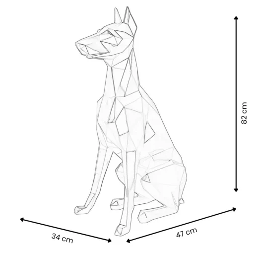 Polygon Doberman 82cm Blue Resin Indoor Sculpture
