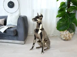 Polygon Doberman 82cm Gold Resin Indoor Sculpture