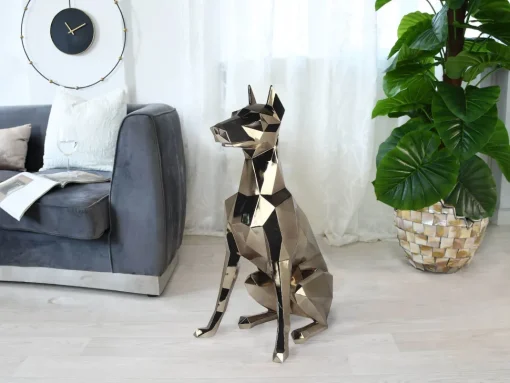 Polygon Doberman 82cm Gold Resin Indoor Sculpture