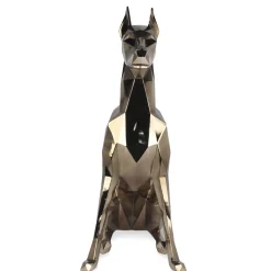 Polygon Doberman 82cm Gold Resin Indoor Sculpture