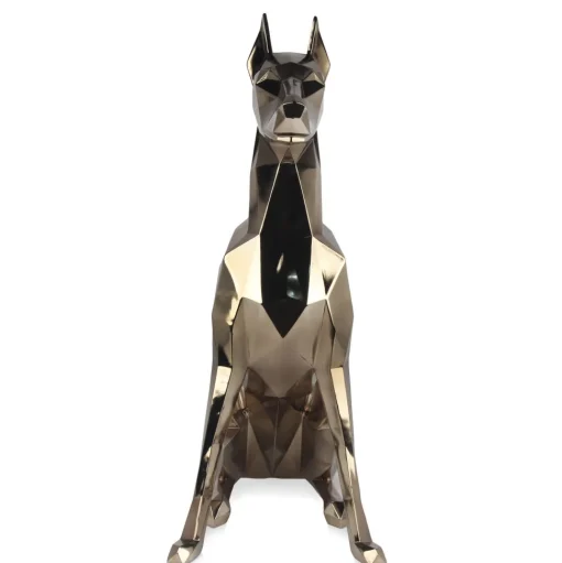 Polygon Doberman 82cm Gold Resin Indoor Sculpture