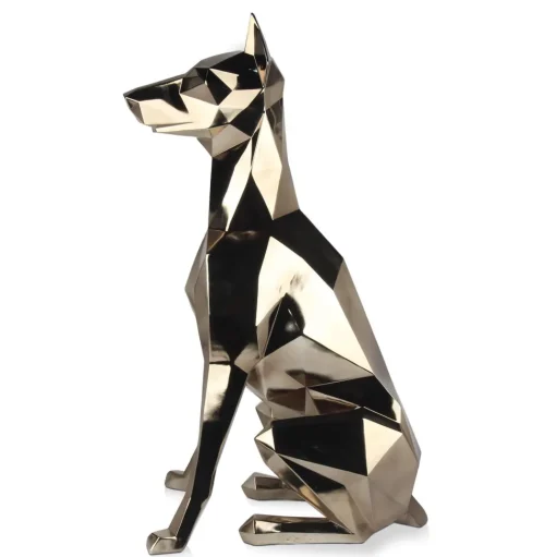 Polygon Doberman 82cm Gold Resin Indoor Sculpture