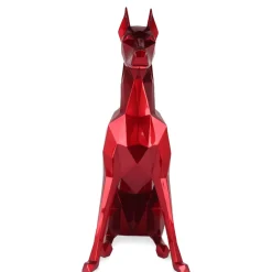 Polygon Doberman 82cm Red Resin Indoor Sculpture