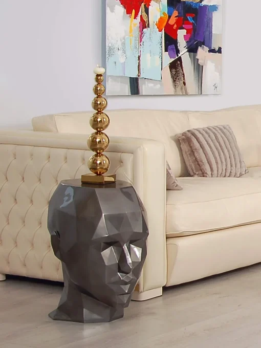 Polygon Female Head 55cm Anthracite Side Table Sculpture