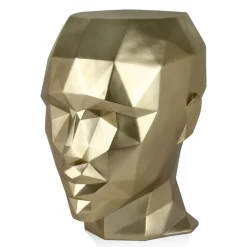 Polygon Female Head 55cm Gold Side Table Sculpture