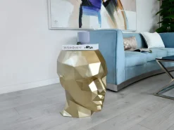 Polygon Female Head 55cm Gold Side Table Sculpture