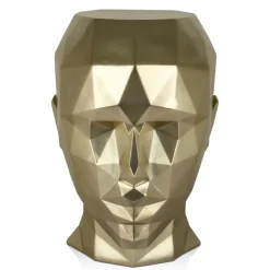 Polygon Female Head 55cm Gold Side Table Sculpture