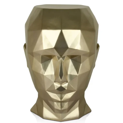 Polygon Female Head 55cm Gold Side Table Sculpture