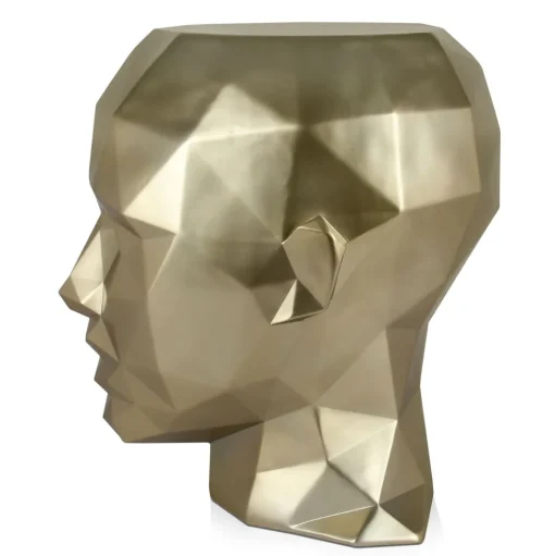 Polygon Female Head 55cm Gold Side Table Sculpture