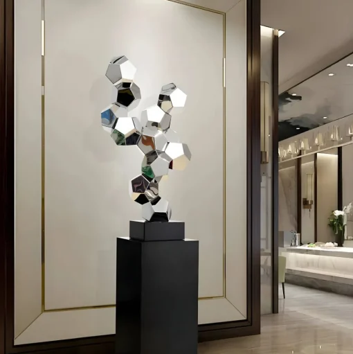 Polygon Fusion 104cm Silver Metal Indoor Sculpture