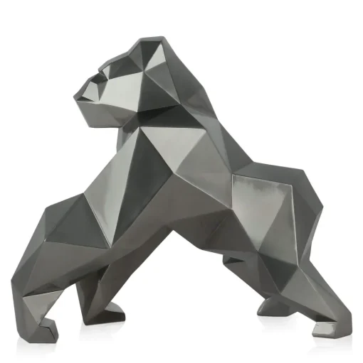 Polygon Gorilla 44cm Anthracite Resin Indoor Sculpture