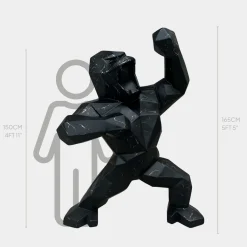 Polygon Gorilla 165cm Black Resin Indoor Sculpture