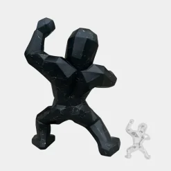 Polygon Gorilla 165cm Black Resin Indoor Sculpture