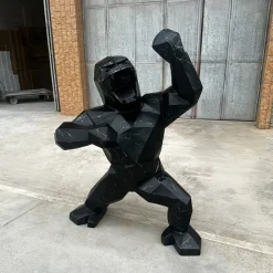 Polygon Gorilla 165cm Black Resin Indoor Sculpture