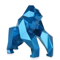 Polygon Gorilla 44cm Blue Resin Indoor Sculpture