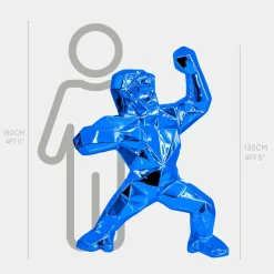 Polygon Gorilla 135cm Blue Resin Indoor Sculpture