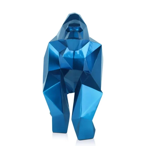 Polygon Gorilla 44cm Blue Resin Indoor Sculpture