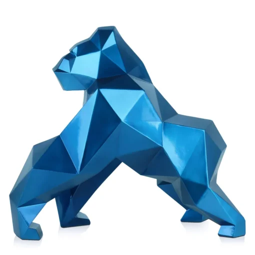 Polygon Gorilla 44cm Blue Resin Indoor Sculpture