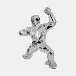 Polygon Gorilla 50cm Chrome Resin Indoor Sculpture