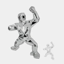 Polygon Gorilla 135cm Chrome Resin Indoor Sculpture
