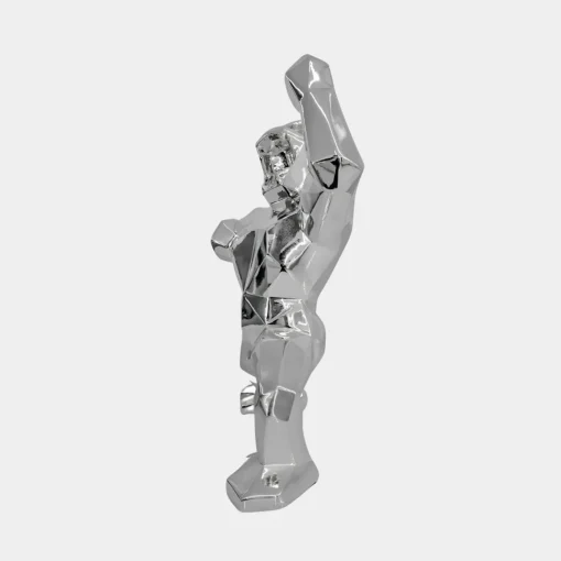 Polygon Gorilla 50cm Chrome Resin Indoor Sculpture