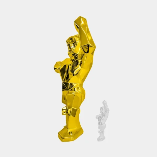 Polygon Gorilla 135cm Gold Resin Indoor Sculpture